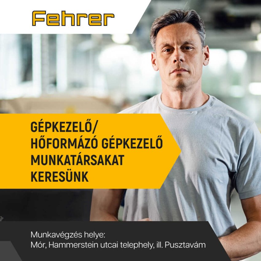 Gépkezelő, hőformázó gépkezelő munkatársakat keresünk Pusztavámi/ Móri telephelyünkre